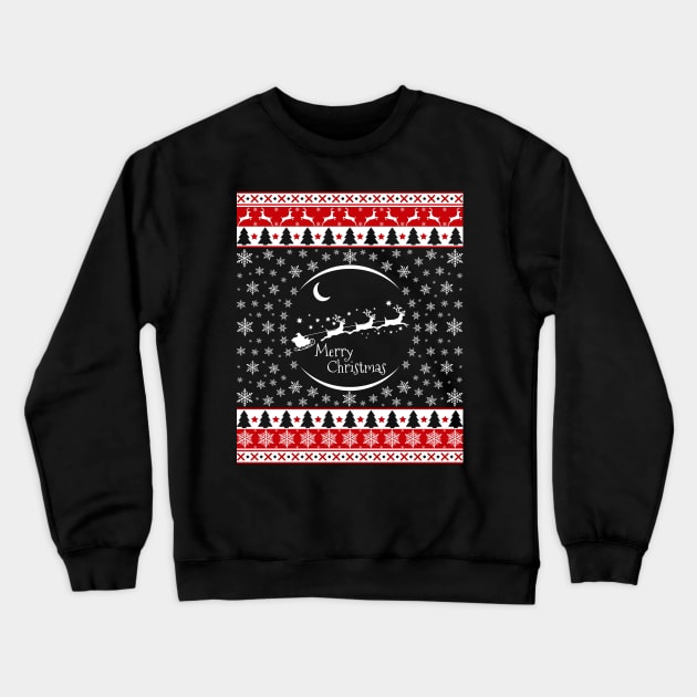 Santa Reindeers Sleigh Christmas Crewneck Sweatshirt by Sleazoid